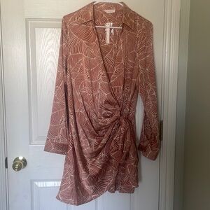 Long sleeve silk wrap dress